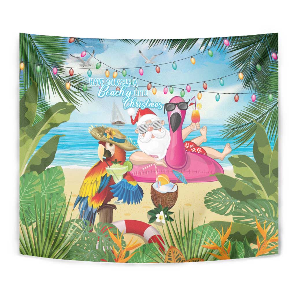 Have Yourself A Beachy Little Christmas Tapestry with Santa Chilling - Wonder Print Shop