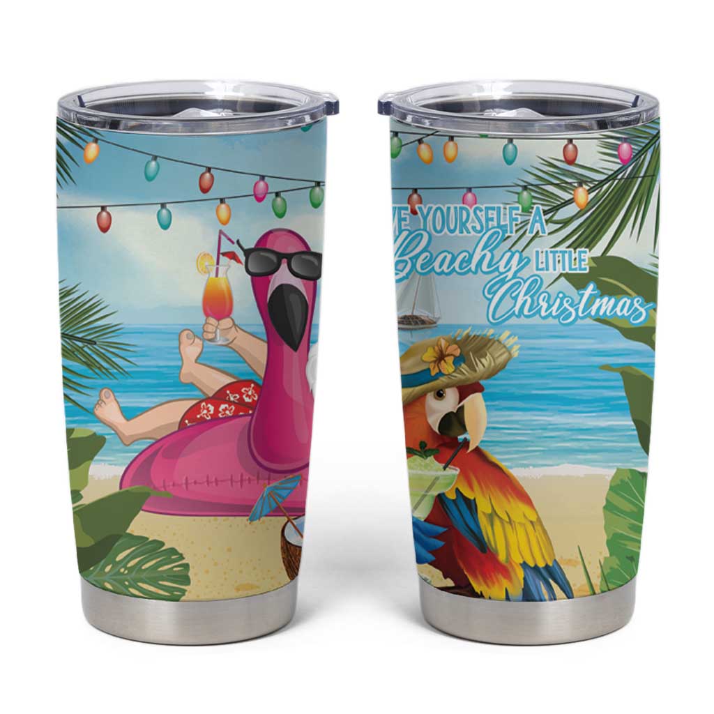 Have Yourself A Beachy Little Christmas Tumbler Cup with Santa Chilling - Wonder Print Shop