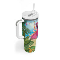 Have Yourself A Beachy Little Christmas Tumbler With Handle with Santa Chilling - Wonder Print Shop