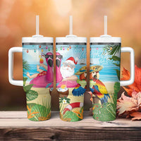 Have Yourself A Beachy Little Christmas Tumbler With Handle with Santa Chilling - Wonder Print Shop