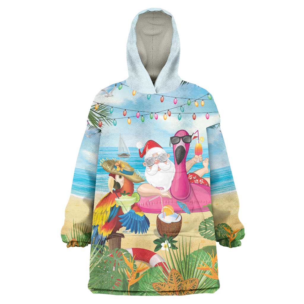 Have Yourself A Beachy Little Christmas Wearable Blanket Hoodie with Santa Chilling - Wonder Print Shop