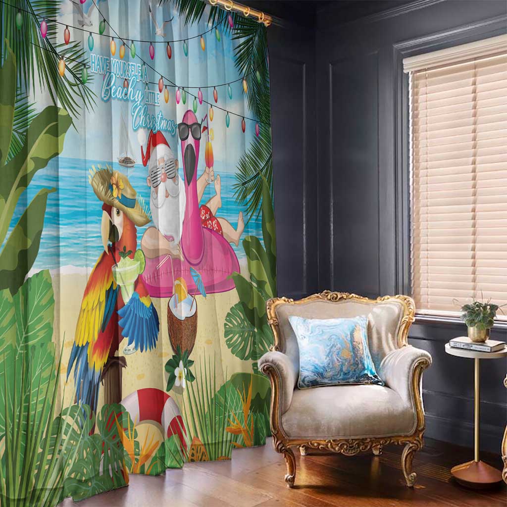 Have Yourself A Beachy Little Christmas Window Curtain with Santa Chilling - Wonder Print Shop