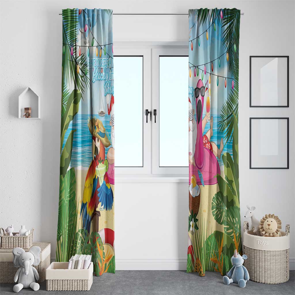 Have Yourself A Beachy Little Christmas Window Curtain with Santa Chilling - Wonder Print Shop