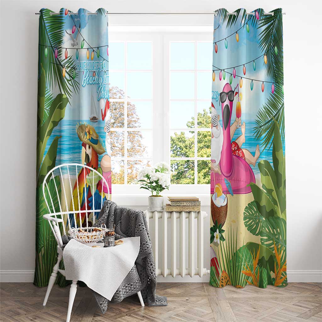 Have Yourself A Beachy Little Christmas Window Curtain with Santa Chilling - Wonder Print Shop