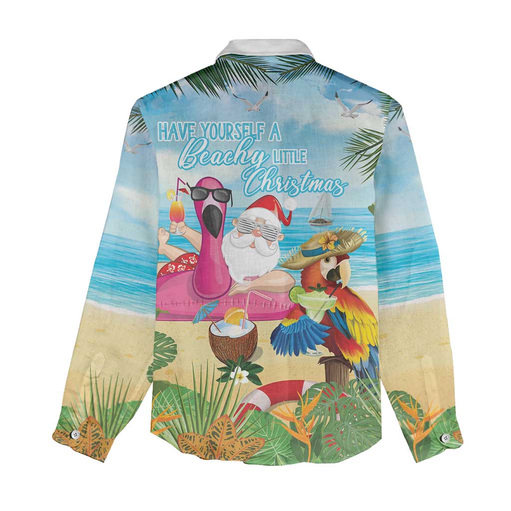 Have Yourself A Beachy Little Christmas Women Casual Shirt with Santa Chilling - Wonder Print Shop