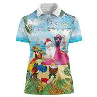 Have Yourself A Beachy Little Christmas Women Polo Shirt with Santa Chilling - Wonder Print Shop
