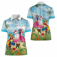 Have Yourself A Beachy Little Christmas Women Polo Shirt with Santa Chilling - Wonder Print Shop