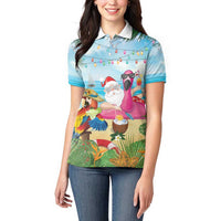 Have Yourself A Beachy Little Christmas Women Polo Shirt with Santa Chilling - Wonder Print Shop