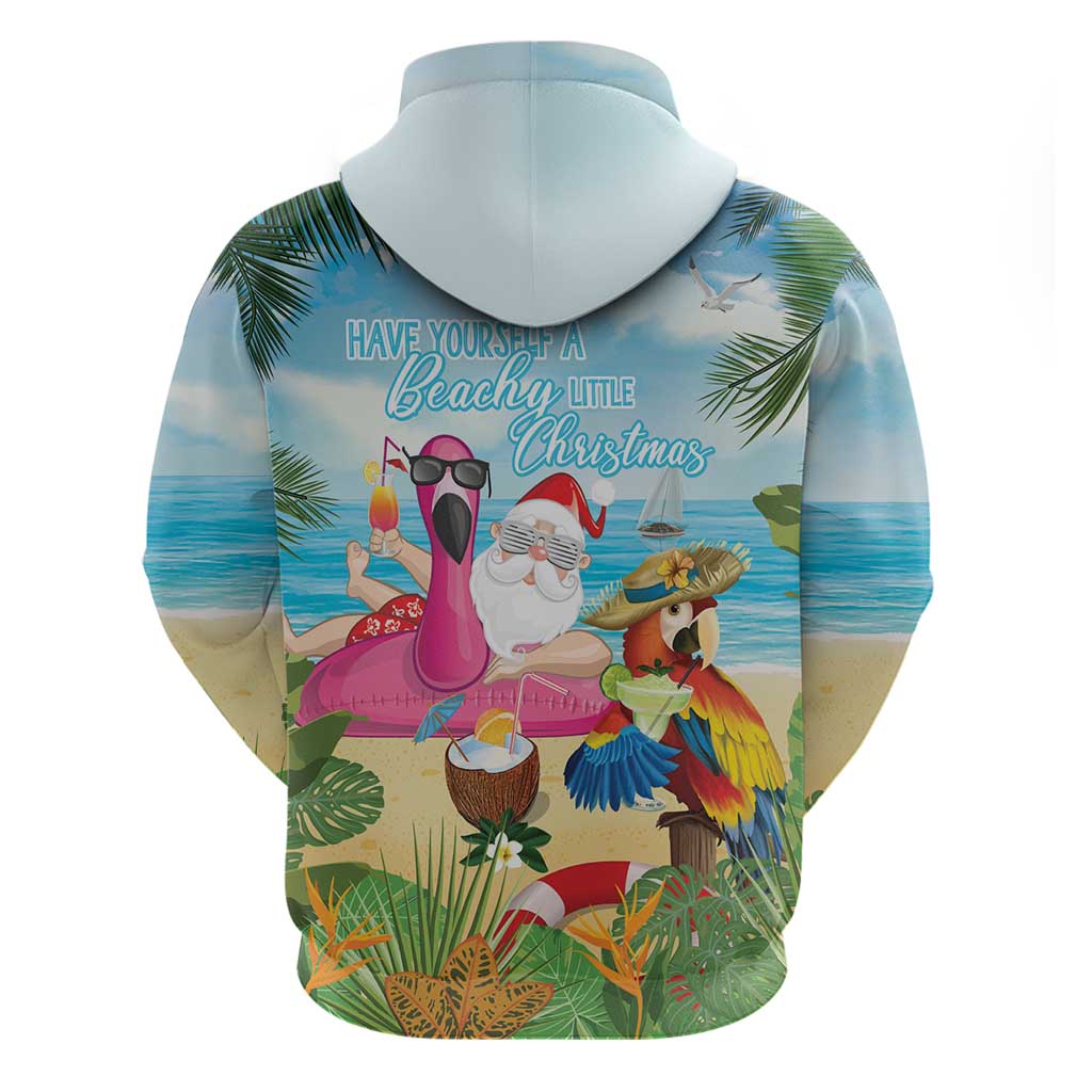 Have Yourself A Beachy Little Christmas Zip Hoodie with Santa Chilling - Wonder Print Shop