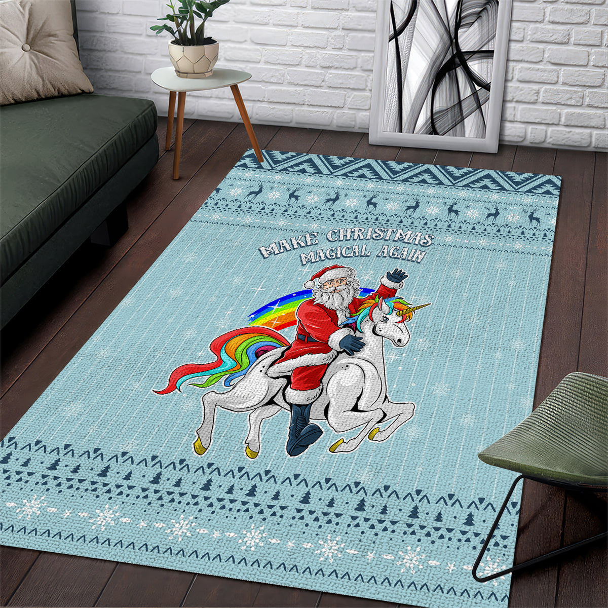 Unicorn - Make Christmas Magical Again Area Rug LT7 - Wonder Print Shop