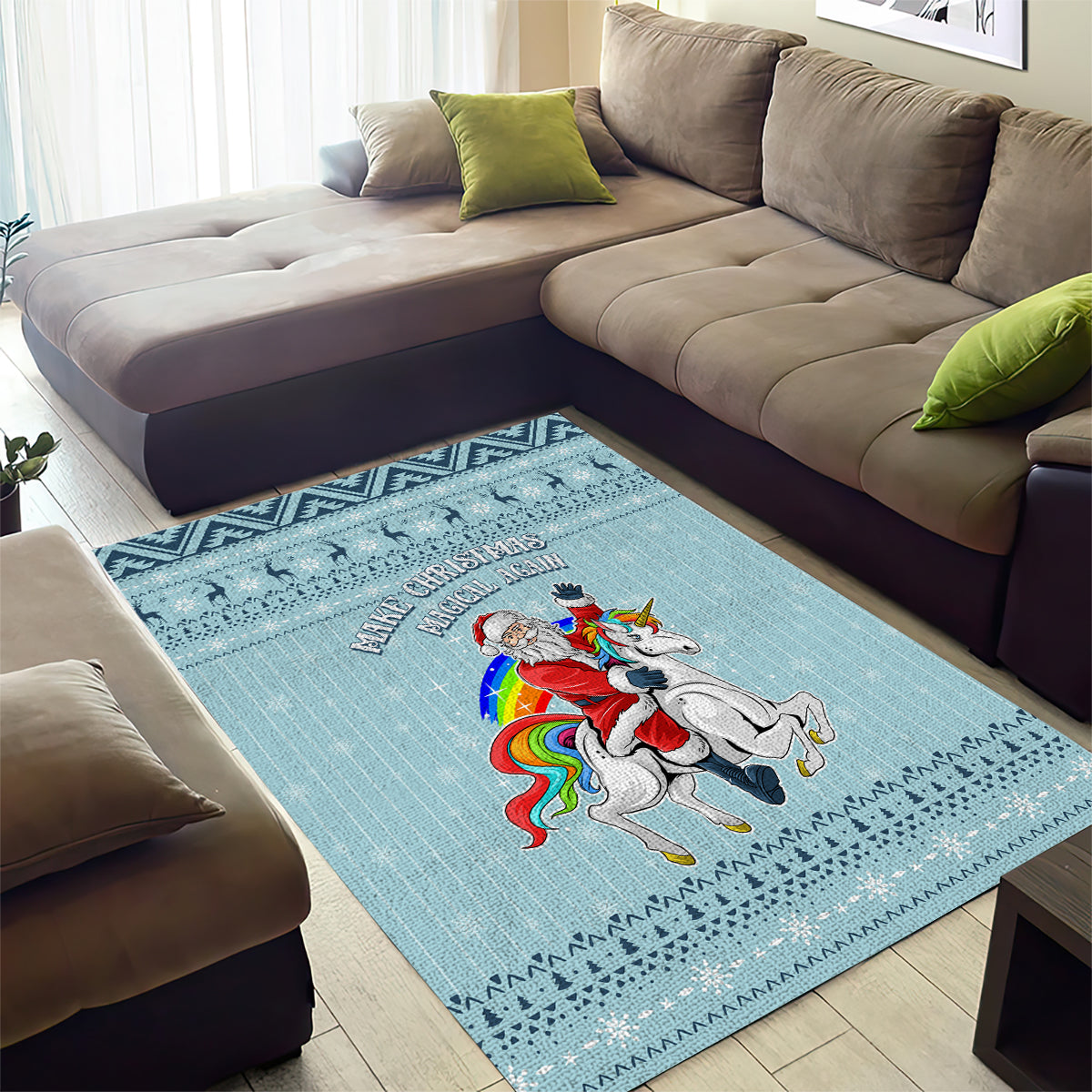 Unicorn - Make Christmas Magical Again Area Rug LT7 - Wonder Print Shop