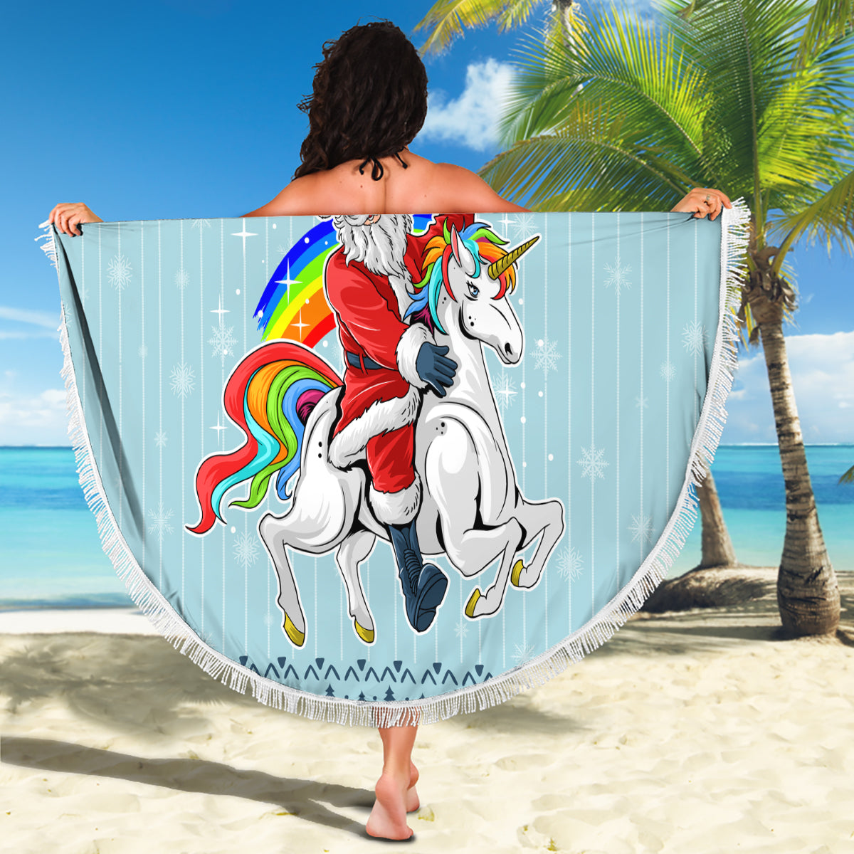 Unicorn - Make Christmas Magical Again Beach Blanket LT7 - Wonder Print Shop