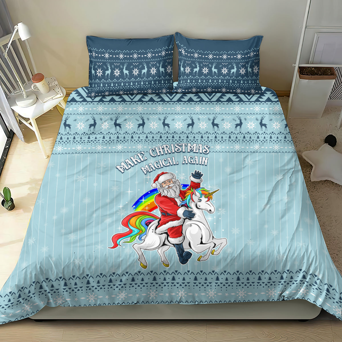 Unicorn - Make Christmas Magical Again Bedding Set LT7 - Wonder Print Shop