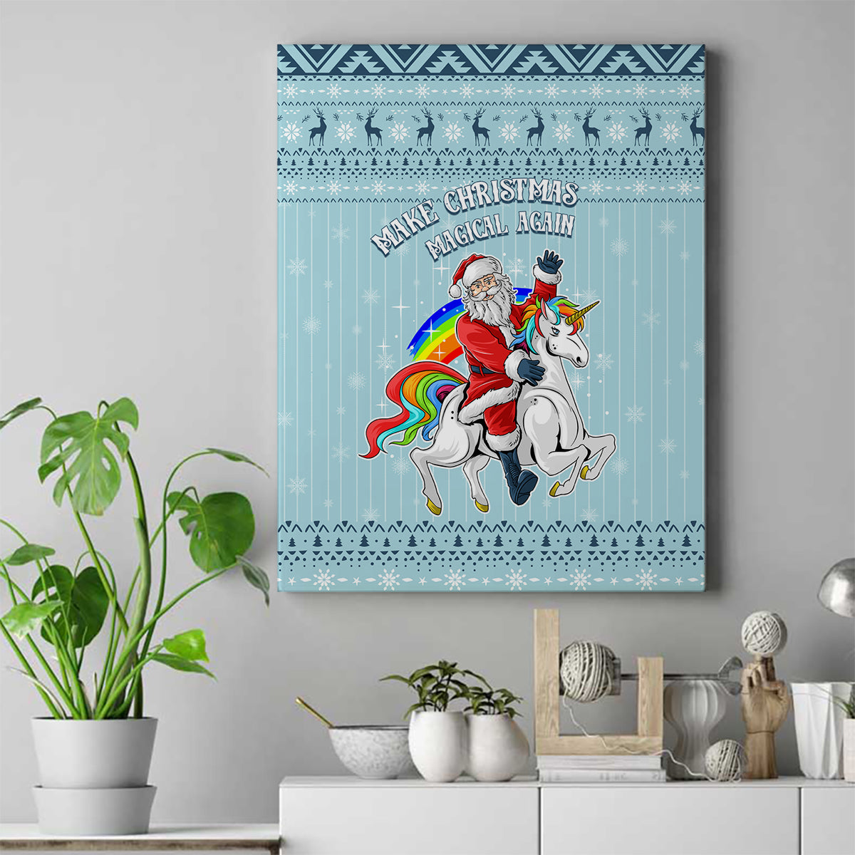 Unicorn - Make Christmas Magical Again Canvas Wall Art LT7 - Wonder Print Shop