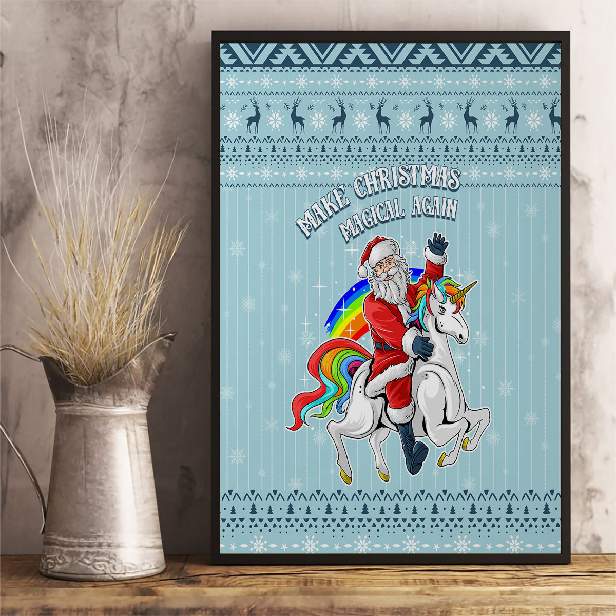 Unicorn - Make Christmas Magical Again Canvas Wall Art LT7 - Wonder Print Shop