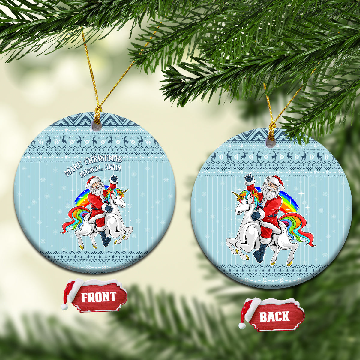 Wonder Print Christmas Ceramic Ornament Unicorn - Make Christmas Magical Again LT7 - Wonder Print Shop
