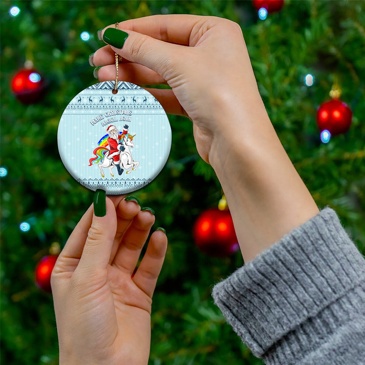 Wonder Print Christmas Ceramic Ornament Unicorn - Make Christmas Magical Again LT7 - Wonder Print Shop