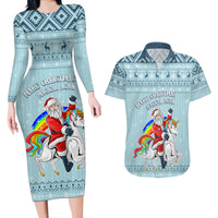 Unicorn - Make Christmas Magical Again Couples Matching Long Sleeve Bodycon Dress and Hawaiian Shirt LT7 - Wonder Print Shop