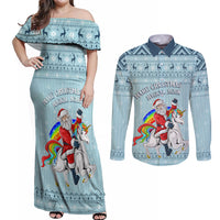Unicorn - Make Christmas Magical Again Couples Matching Off Shoulder Maxi Dress and Long Sleeve Button Shirt LT7 - Wonder Print Shop