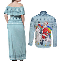 Unicorn - Make Christmas Magical Again Couples Matching Off Shoulder Maxi Dress and Long Sleeve Button Shirt LT7 - Wonder Print Shop