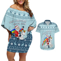 Unicorn - Make Christmas Magical Again Couples Matching Off Shoulder Short Dress and Hawaiian Shirt LT7 - Wonder Print Shop