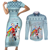 Unicorn - Make Christmas Magical Again Couples Matching Short Sleeve Bodycon Dress and Long Sleeve Button Shirt LT7 - Wonder Print Shop