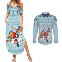 Unicorn - Make Christmas Magical Again Couples Matching Summer Maxi Dress and Long Sleeve Button Shirt LT7 - Wonder Print Shop