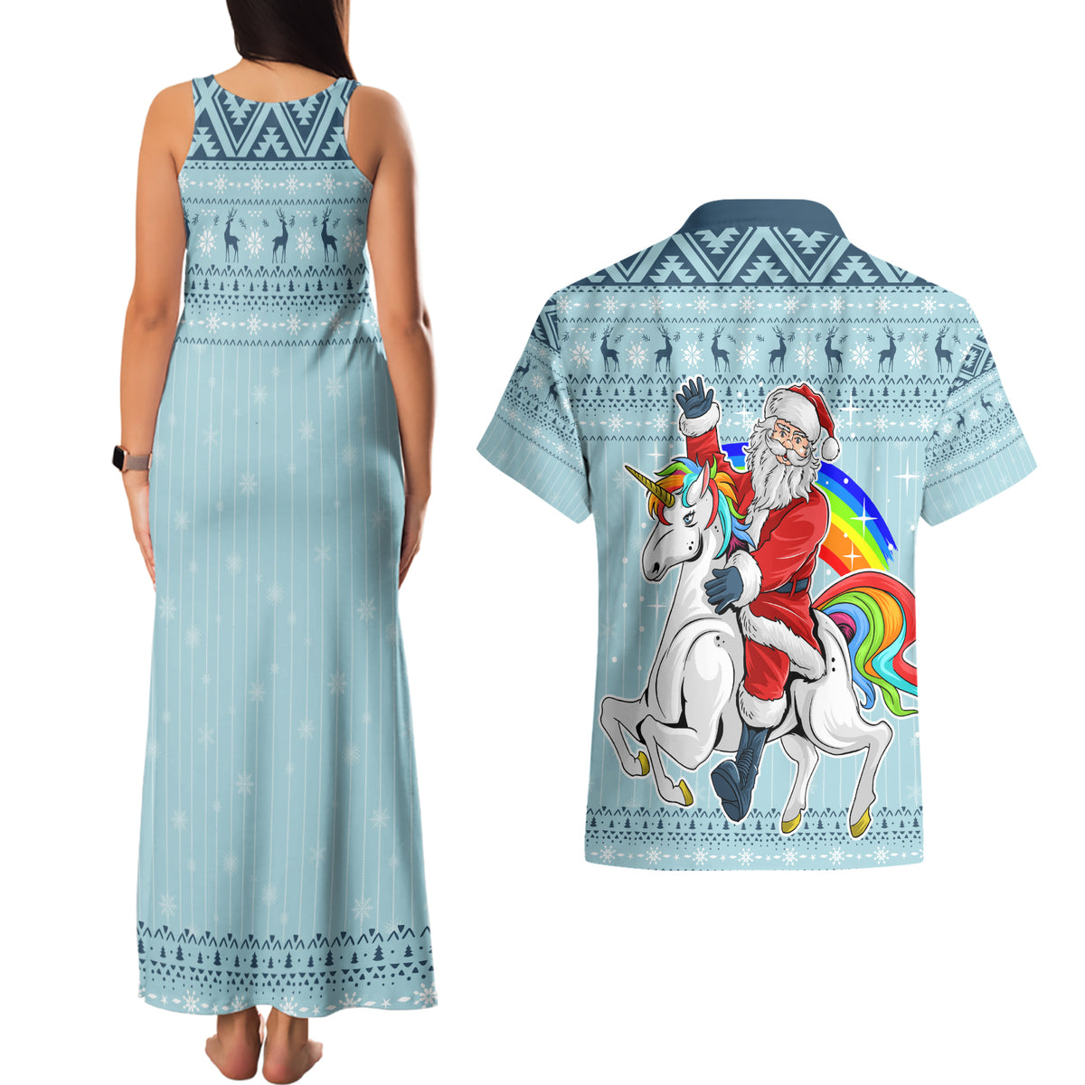 Unicorn - Make Christmas Magical Again Couples Matching Tank Maxi Dress and Hawaiian Shirt LT7 - Wonder Print Shop