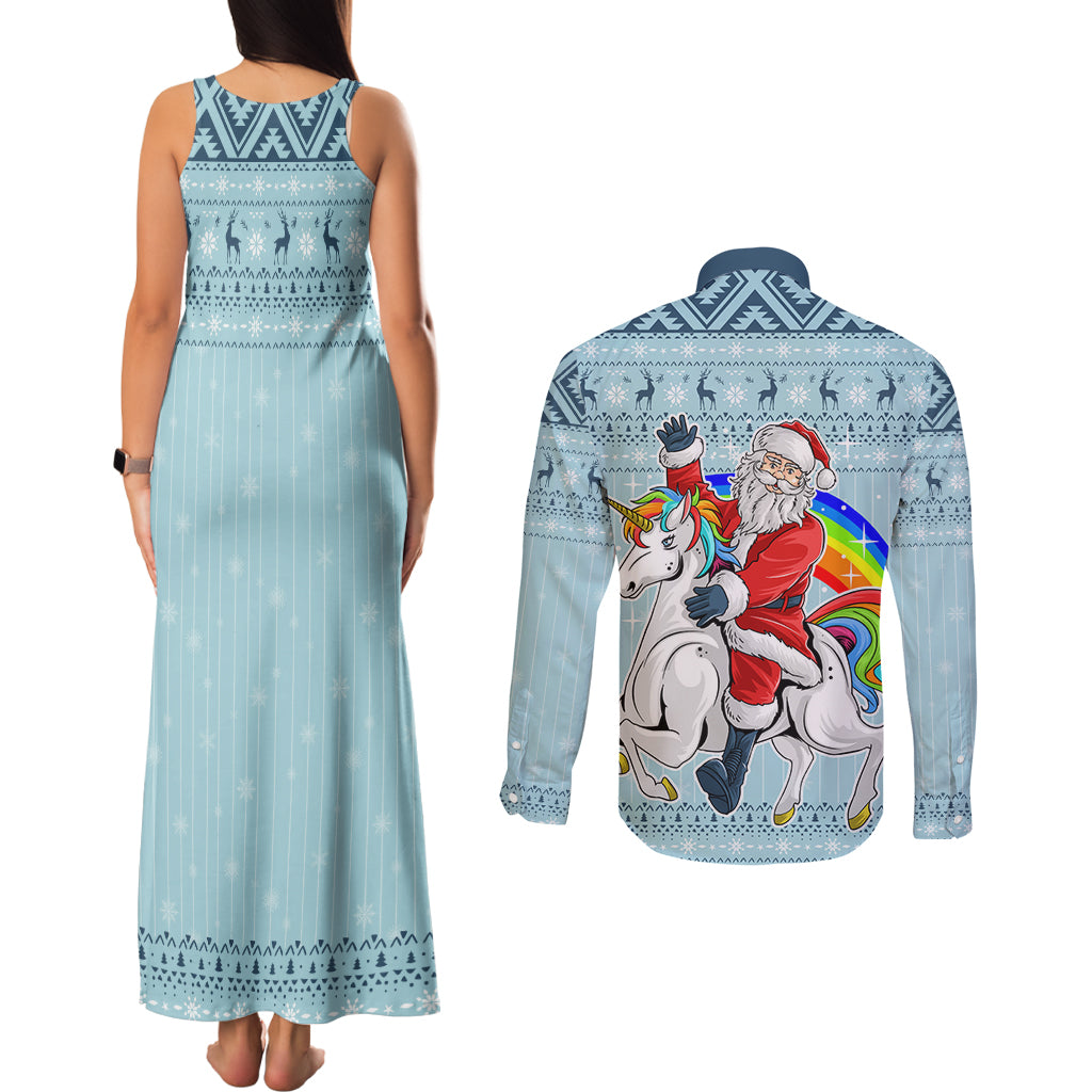 Unicorn - Make Christmas Magical Again Couples Matching Tank Maxi Dress and Long Sleeve Button Shirt LT7 - Wonder Print Shop