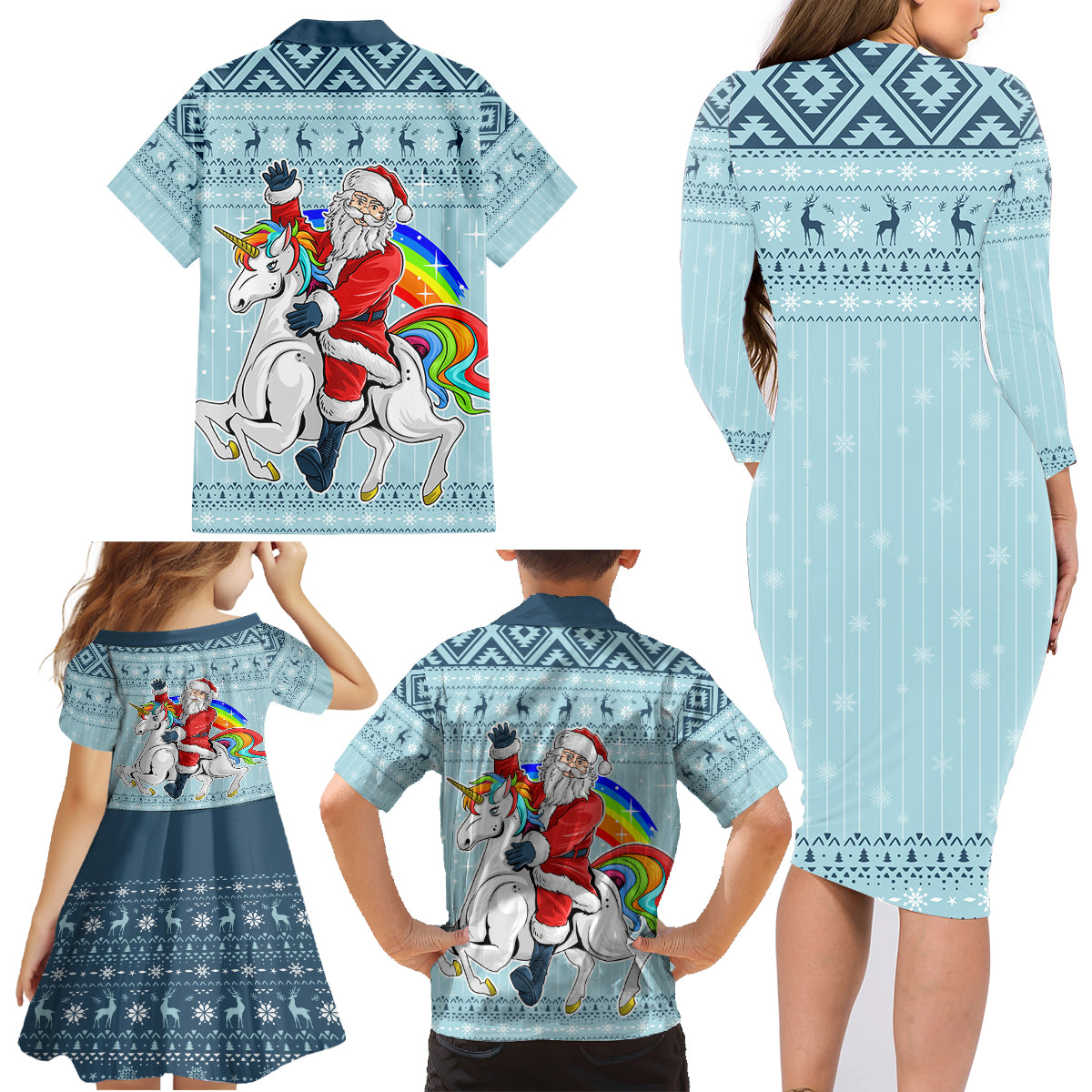 Unicorn - Make Christmas Magical Again Family Matching Long Sleeve Bodycon Dress and Hawaiian Shirt LT7 - Wonder Print Shop