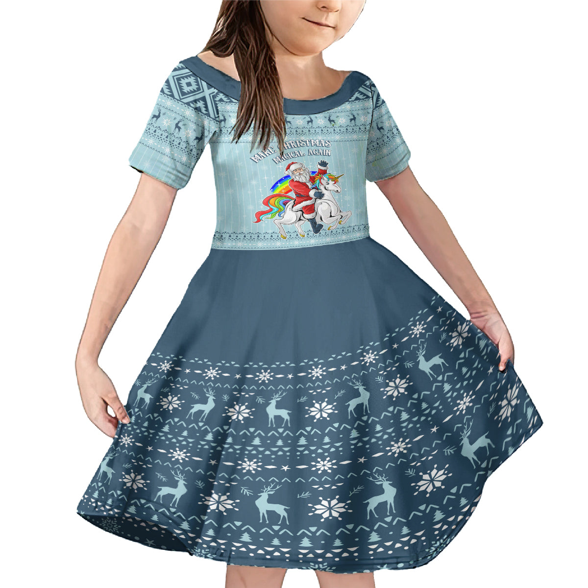 Unicorn - Make Christmas Magical Again Family Matching Mermaid Dress and Hawaiian Shirt LT7 - Wonder Print Shop
