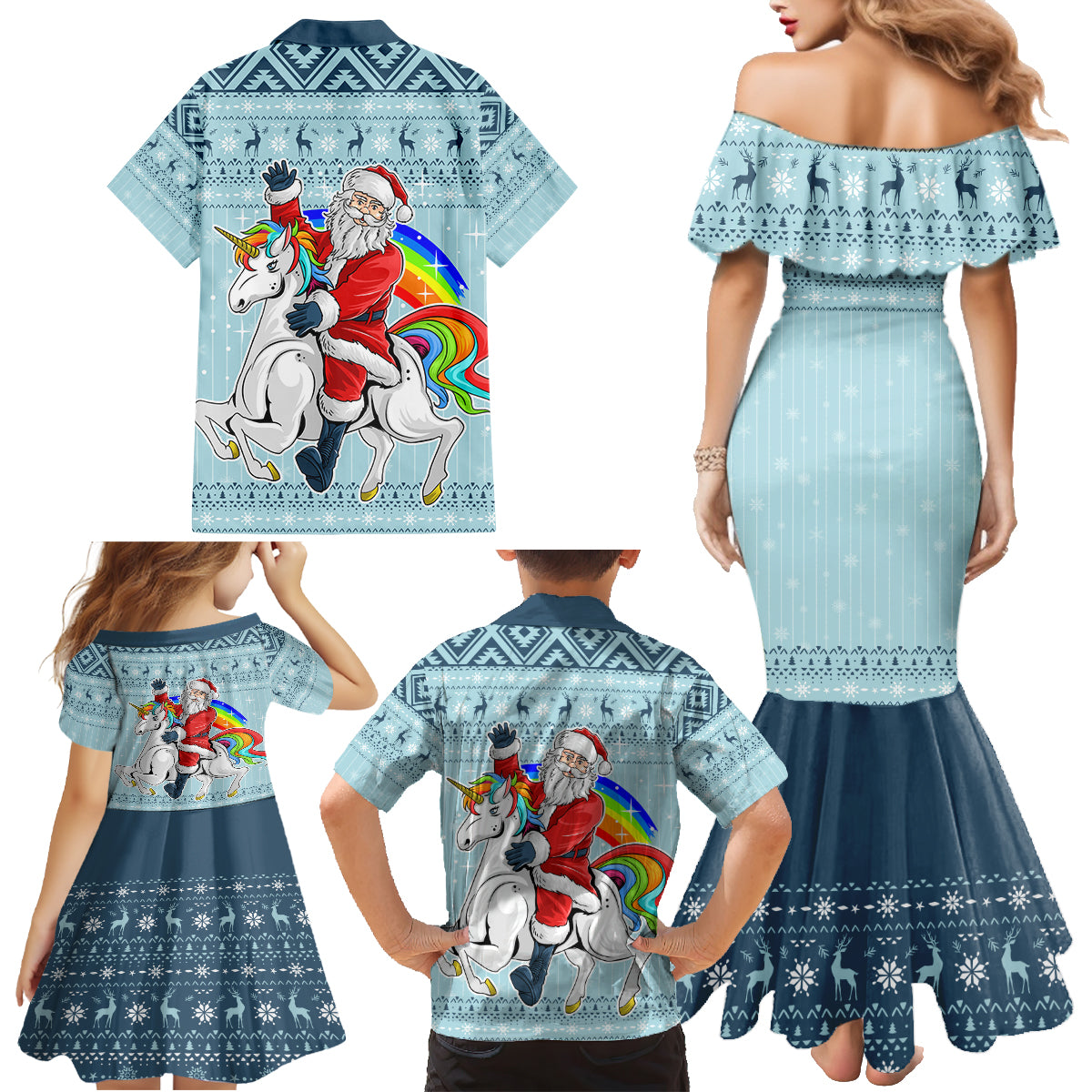 Unicorn - Make Christmas Magical Again Family Matching Mermaid Dress and Hawaiian Shirt LT7 - Wonder Print Shop