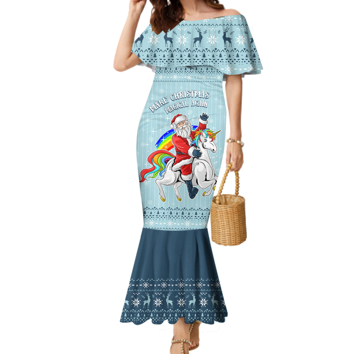 Unicorn - Make Christmas Magical Again Family Matching Mermaid Dress and Hawaiian Shirt LT7 - Wonder Print Shop