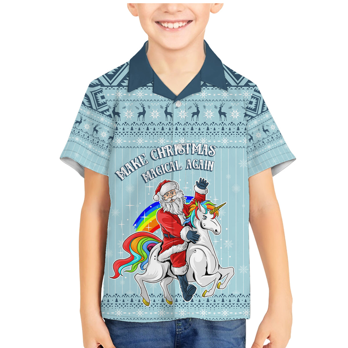 Unicorn - Make Christmas Magical Again Family Matching Mermaid Dress and Hawaiian Shirt LT7 - Wonder Print Shop
