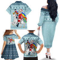 Unicorn - Make Christmas Magical Again Family Matching Off Shoulder Long Sleeve Dress and Hawaiian Shirt - Wonder Print Shop