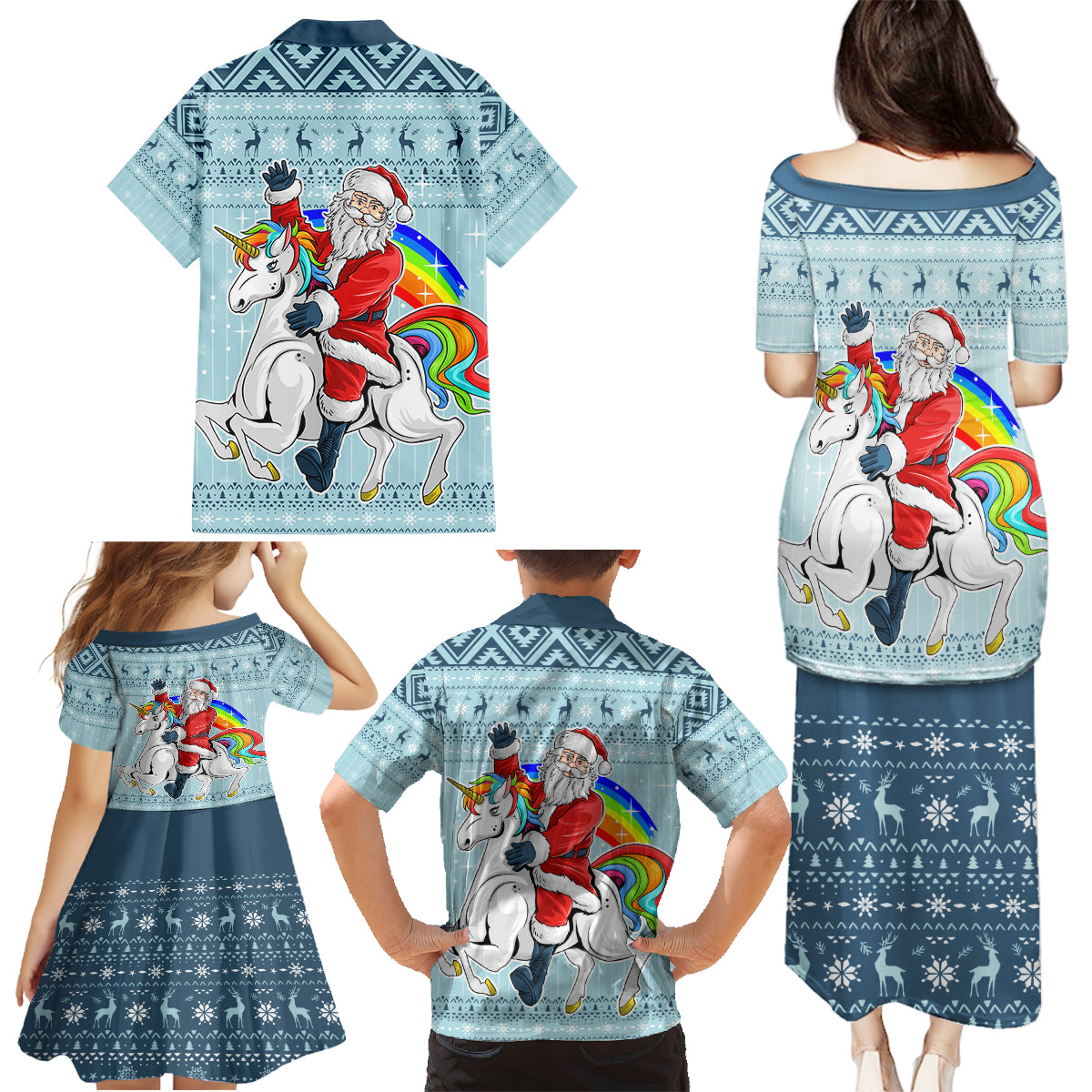 Unicorn - Make Christmas Magical Again Family Matching Puletasi Dress and Hawaiian Shirt - Wonder Print Shop