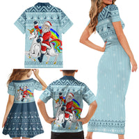 Unicorn - Make Christmas Magical Again Family Matching Short Sleeve Bodycon Dress and Hawaiian Shirt - Wonder Print Shop