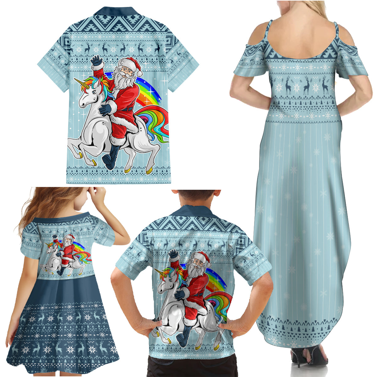Unicorn - Make Christmas Magical Again Family Matching Summer Maxi Dress and Hawaiian Shirt - Wonder Print Shop