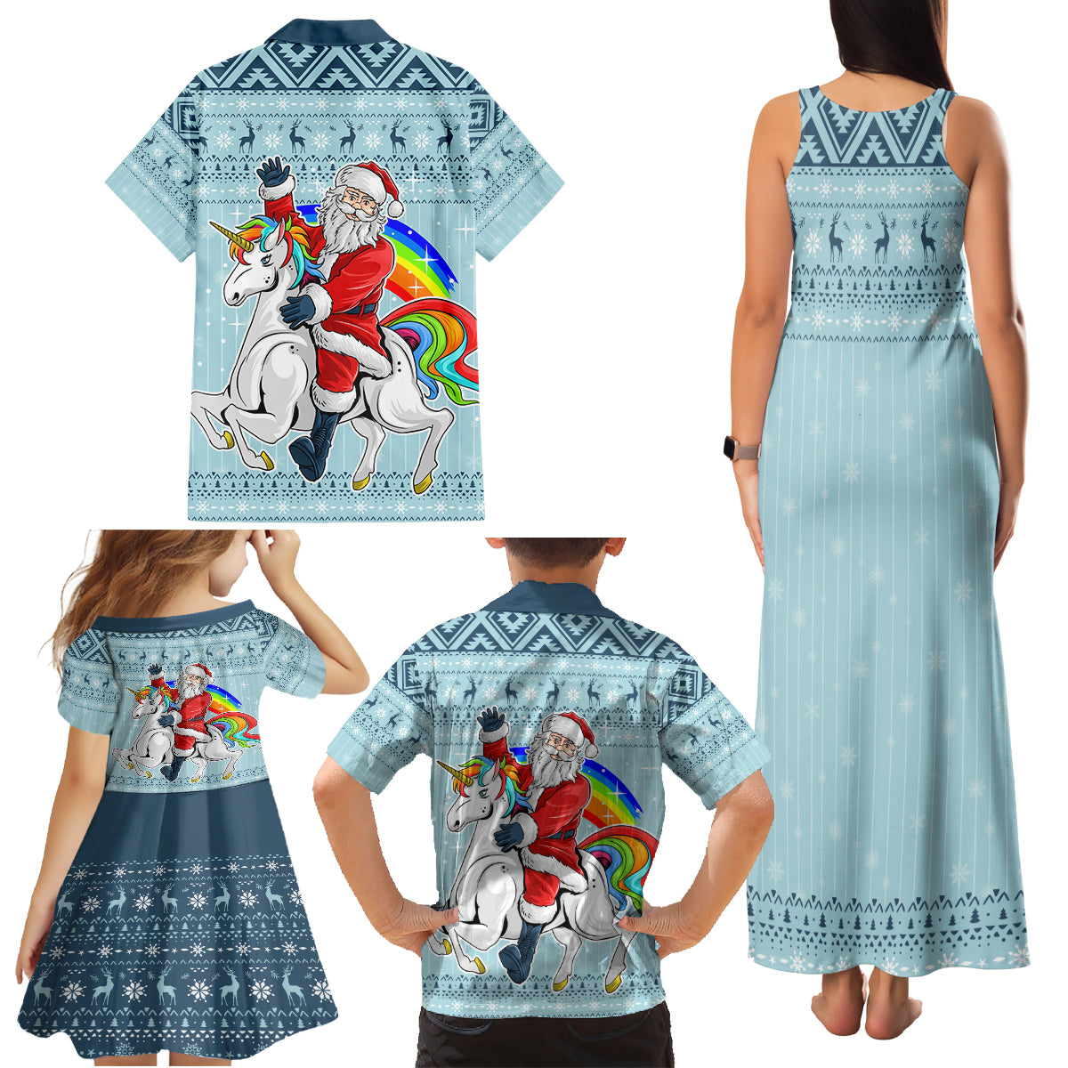 Unicorn - Make Christmas Magical Again Family Matching Tank Maxi Dress and Hawaiian Shirt - Wonder Print Shop