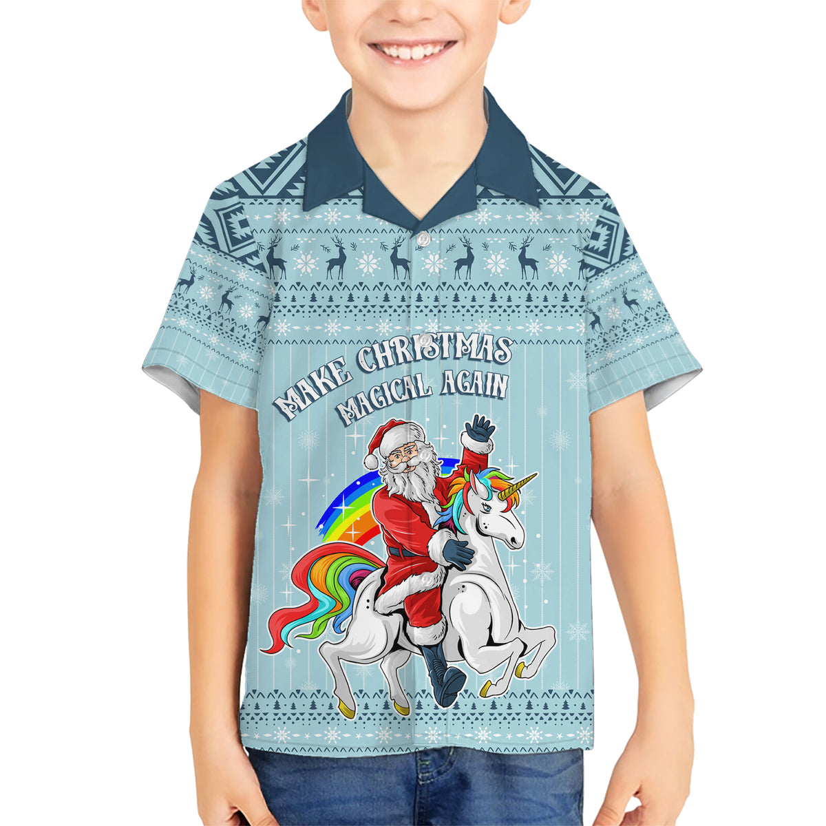 Unicorn - Make Christmas Magical Again Kid Hawaiian Shirt - Wonder Print Shop