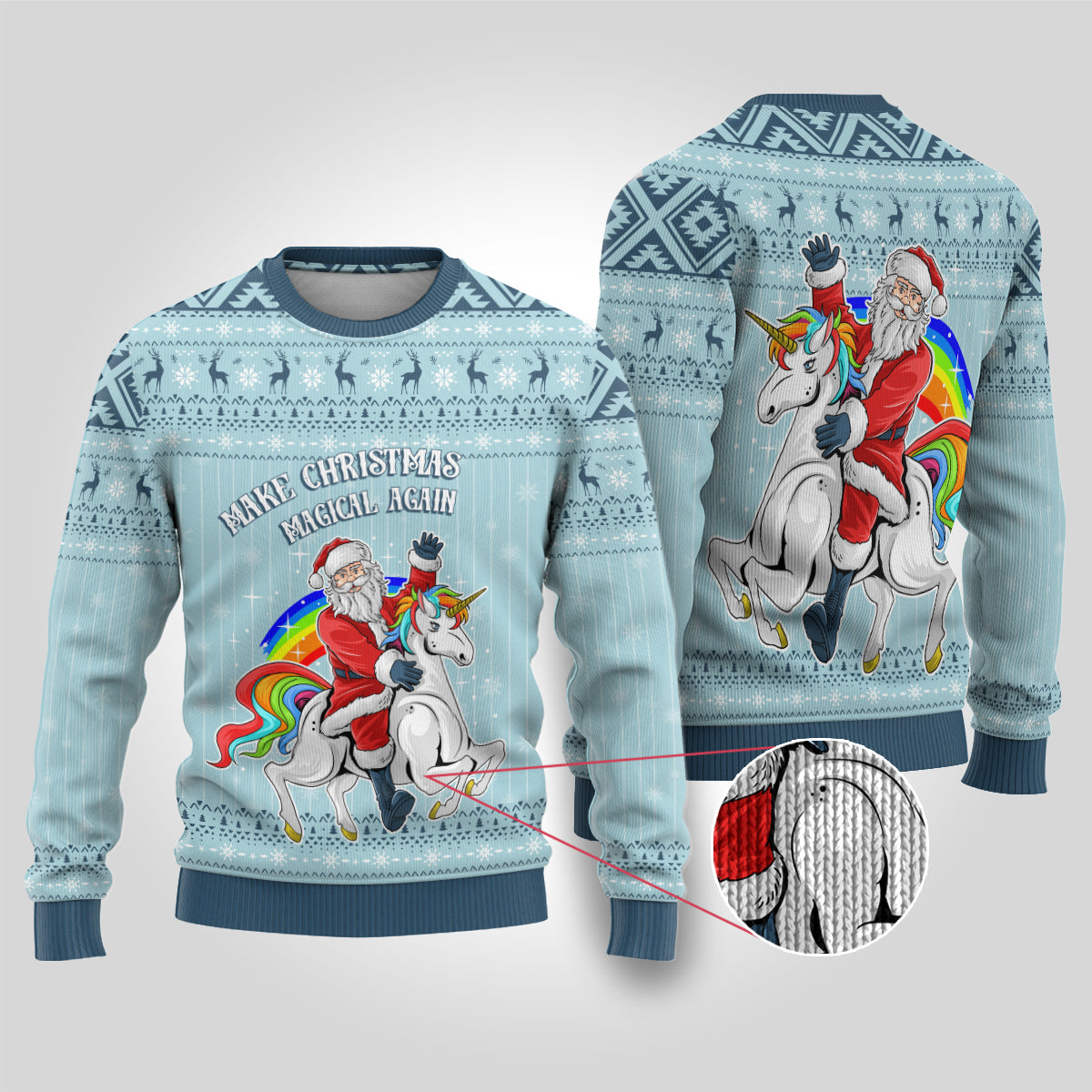 Wonder Print Christmas Ugly Christmas Sweater Unicorn - Make Christmas Magical Again - Wonder Print Shop