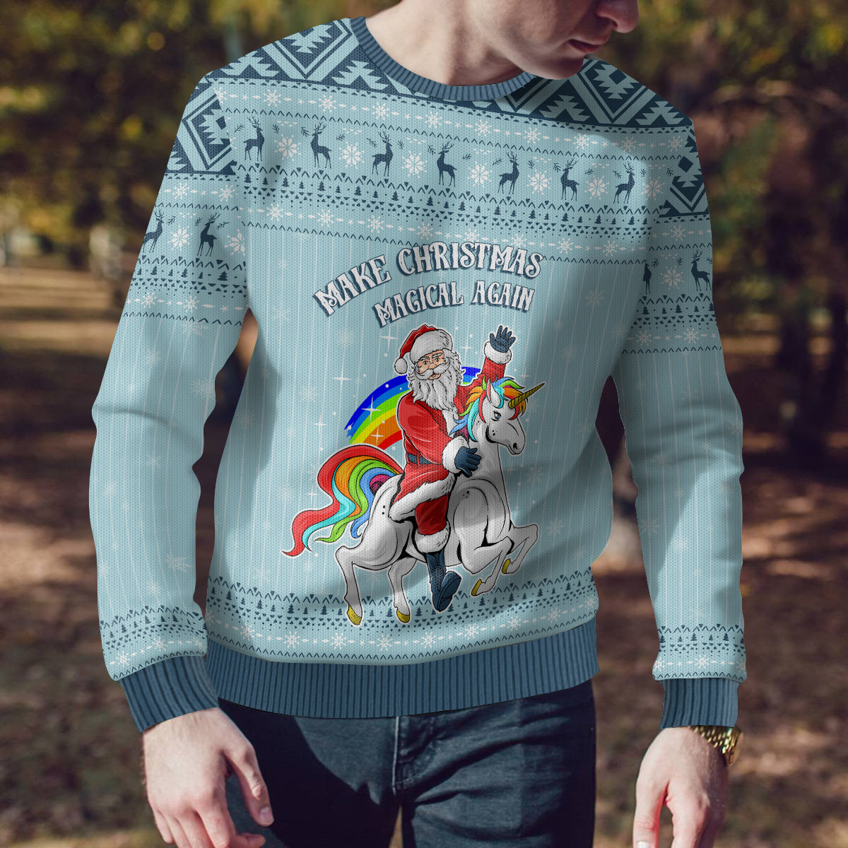Wonder Print Christmas Ugly Christmas Sweater Unicorn - Make Christmas Magical Again - Wonder Print Shop