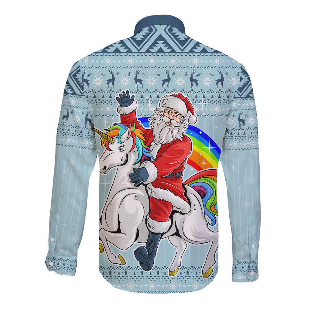 Unicorn - Make Christmas Magical Again Long Sleeve Button Shirt - Wonder Print Shop