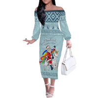 Unicorn - Make Christmas Magical Again Off The Shoulder Long Sleeve Dress - Wonder Print Shop