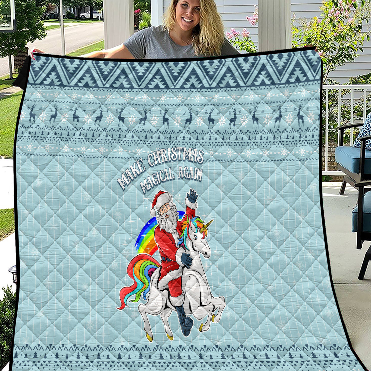 Unicorn - Make Christmas Magical Again Quilt - Wonder Print Shop