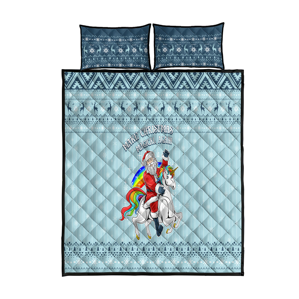 Unicorn - Make Christmas Magical Again Quilt Bed Set - Wonder Print Shop