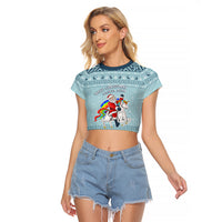 Unicorn - Make Christmas Magical Again Raglan Cropped T Shirt - Wonder Print Shop