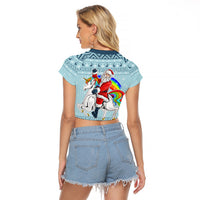 Unicorn - Make Christmas Magical Again Raglan Cropped T Shirt - Wonder Print Shop