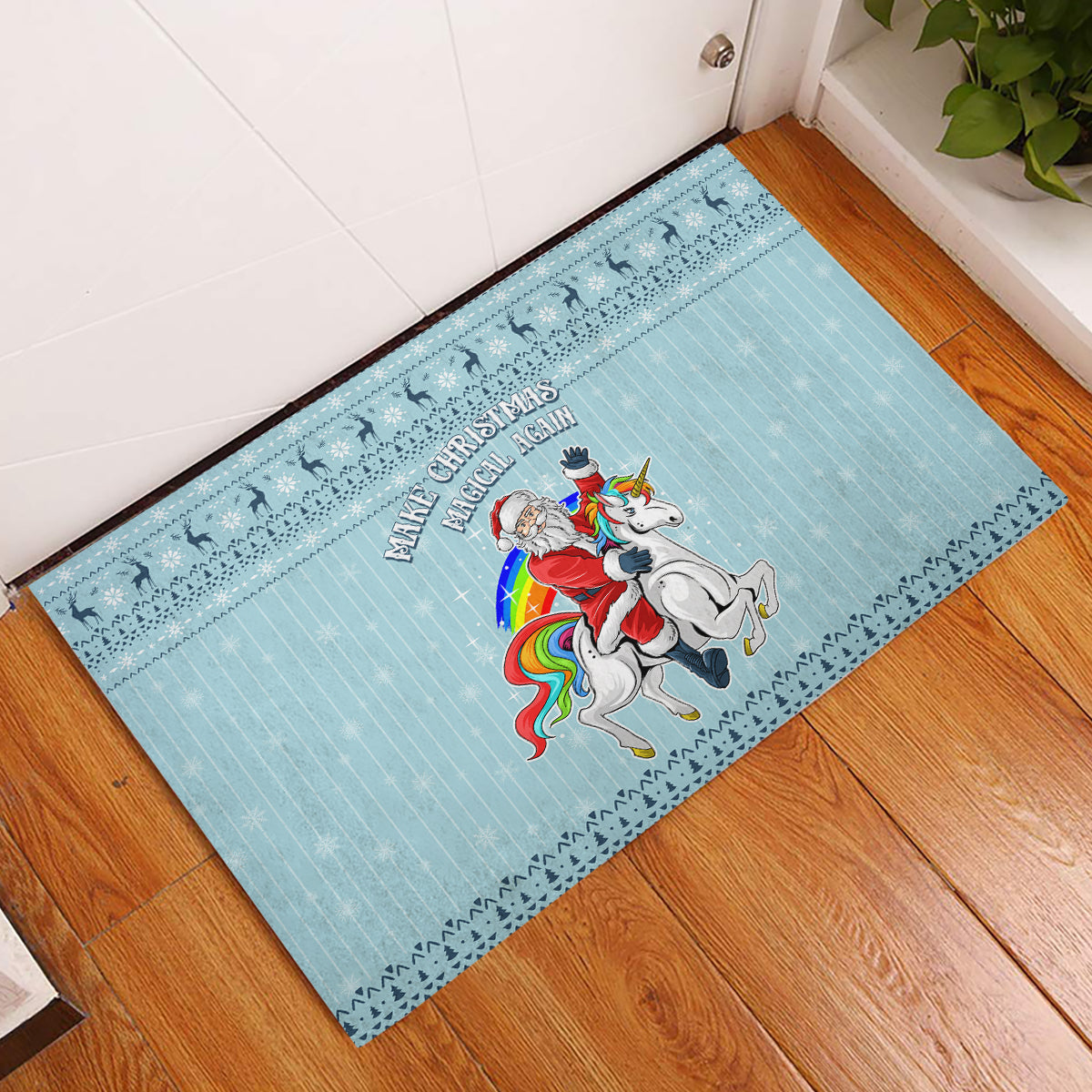 Unicorn - Make Christmas Magical Again Rubber Doormat - Wonder Print Shop