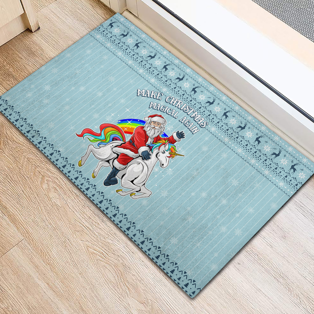 Unicorn - Make Christmas Magical Again Rubber Doormat - Wonder Print Shop